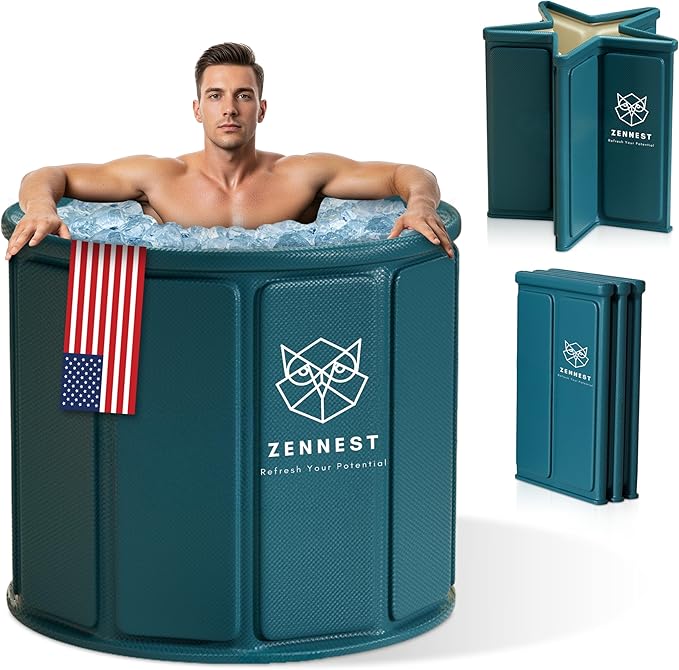 Zennest Foldable Portable Bathtub for Adults – 2-in-1 Hot & Cold Plunge, 105-Gal Large Capacity Collapsible Bathtub Adult, 6-layer Insulated Portable Soaking tub - Space-saving Design