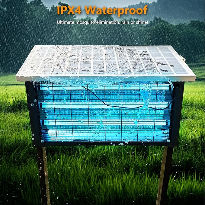 Powerful Super Large Solar Bug Zapper Outdoor for 8000 sq.ft, Poartable Rechargeable Mosquito Zapper with High Powered, Cordless Solar Zapper for Patio Garden Backyard RV Camping with 30W Solar Panel