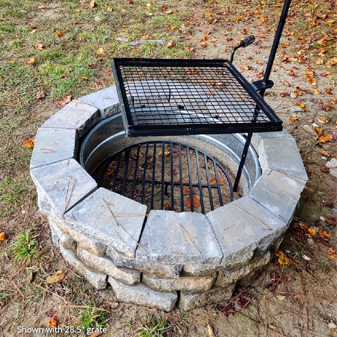 TITAN GREAT OUTDOORS Ash & Ember Round 30in Fire Pit Grate, Heavy Duty 1/2in Steel Elevated Log Wood Pit Grate, Burning Fireplace and Firepits