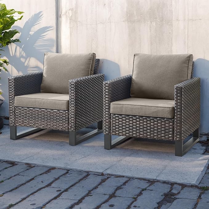 HUMMUH 9 Piece Patio Furniture Set PE Wicker Outdoor Sectional Sofa and Patio Swivel Chairs Outdoor Chairs Storage Box Ottomans for Porch,Garden,Backyard,Deck(Brown/Grey)
