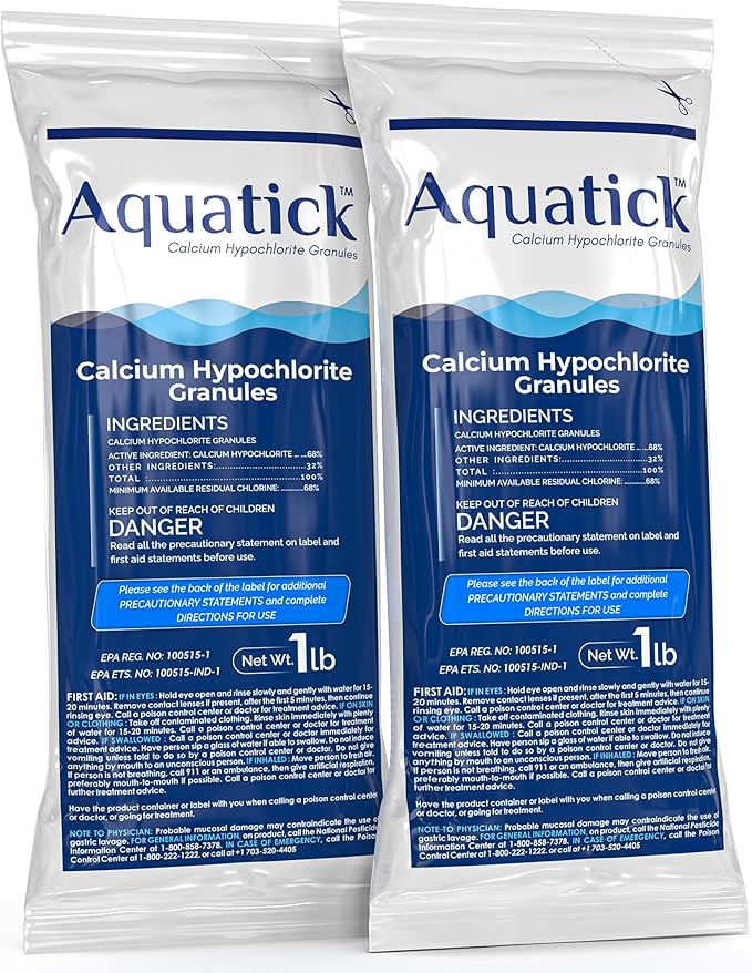 2 Pack Pro-Grade Chlorine Pool Shock, 68% Cal-Hypo Granular Sanitizer, Prevents Bacteria & Algae, Restores Crystal Clear Water - Shock Treatment, Swimming Pool Chemical - 2lb