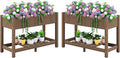 SERWALL Raised Garden Bed Set of 2, HDPE Raised Bed for Gardening All Weather Use- Brown