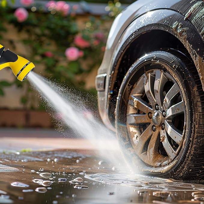 Garden Hose with Reel - 50ft Expandable Water Hose with 8-Pattern Nozzle, Lightweight & Flexible for Gardening, Car Wash, Pet Bath, Patio Cleaning, Anti-Leak Durable Design