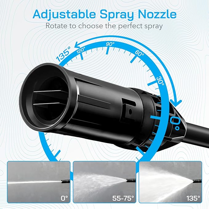 Pressure Washer, Washer with Adjustable Nozzle, Pressure Cleaning Machine with Foam Cannon for Cars, Fences, Driveways, Patios, Home Cleaning