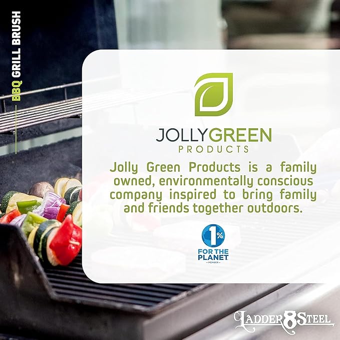 Jolly Green Products Heavy Duty Grill Brush for Outdoor Grill – Safe Grill Brush Designed by Firefighter | Barbecue Grill Brush & BBQ Brushes for Grill Cleaner | Durable & Safe for All Grates