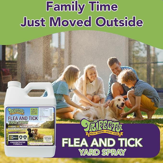Trifecta Outdoor Flea & Tick Yard Spray Concentrate | All Natural Flea and Tick Spray for Yards with Essential Oils | Pet and Family Safe | Concentrated Formula For Hose-End Sprayers and Pumps (16 oz)