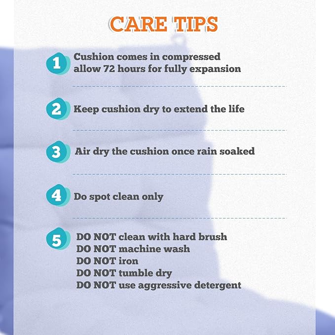 EAGLE PEAK Tufted Outdoor/Indoor High Back Patio Chair Cushions, Set of 2, 46'' x 22'', Ocean Blue