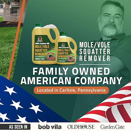 PetraMax Castor Oil Mole Repellent for Lawns - Best Anti Mole and Vole Repellent of Outdoor Space - How to Get Rid of Moles in My Yard, Garden Or Lawn, Safe and Effective Vole Deterrent (135 fl oz)