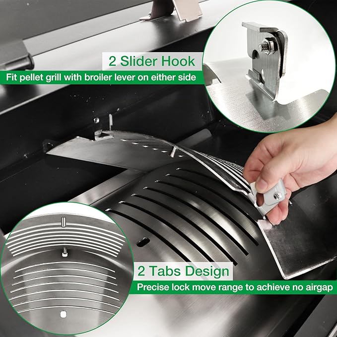 Charleston Flame Broiler Kit for Pit Boss KC Combo Platinum Series Smoker Replacement Parts PB1285KC PB1020NX Pitboss Pellet Grills Heat Deflector Slide Cover Bottom Plate 60355 31141 BBQ Accessory
