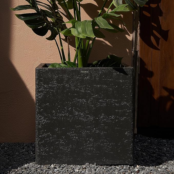20 Inch Square Concrete Planter（20Lx20Wx20H，48 Pounds）,Durable All-Weather Use with Drainage Holes,Large Square Planter for Outdoor Indoor Plants