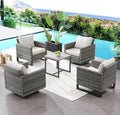 HUMMUH 5 Piece Patio Furniture Set,PE Wicker Patio Swivel Rocker Chairs Outdoor Chairs Set of 2 with Side Table for Porch,Garden,Backyard