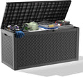 New 100 Gallon Outdoor Storage Box – Resin Deck Box with Lockable Lid, Waterproof Patio Furniture Storage for Tools, Garden & Yard Organization (Black)