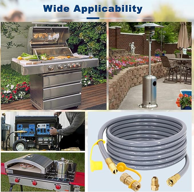 24 Feet 1/2-Inch ID Natural Gas Hose with Quick Connect Fitting for weber, charbroi, Grill, Pizza Oven, Patio Heater and More NG Appliance, Propane to Natural Gas Conversion Kit - CSA Certified