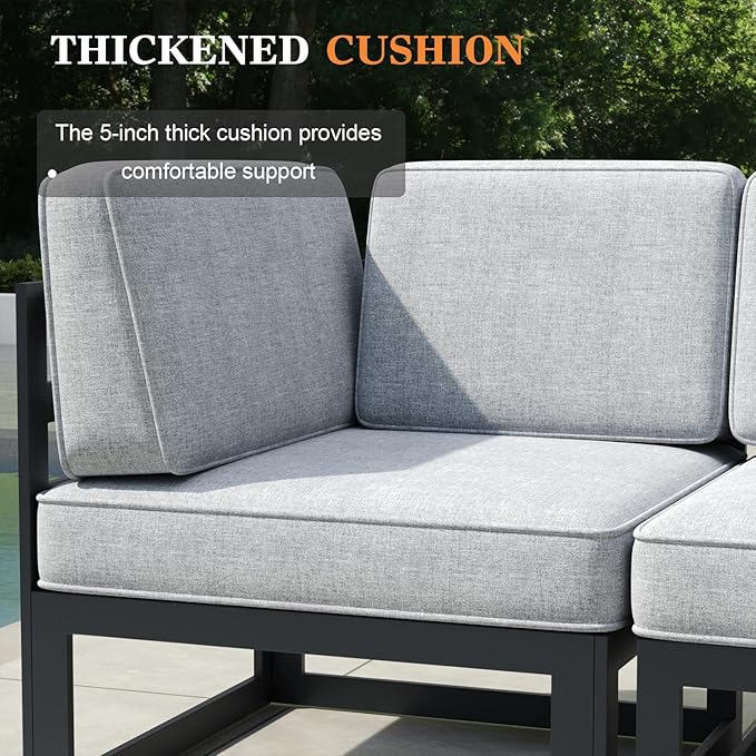 9 Pieces Aluminum Patio Furniture Set with Propane Gas 44" Fire Pit Table, Metal Outdoor Conversation Sofa Set with Seating Cushions