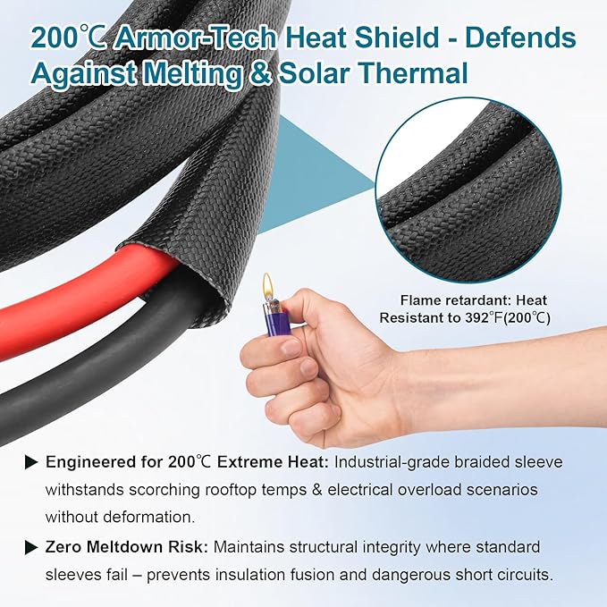 8AWG Solar Cable - 100FT Solar Panel Extension Cord 8 Gauge PV Wire with Flame Retardant Protective Sleeving Female & Male Waterproof Connector for RV, Photovoltaic Systems, Solar Panels (100 Feet)