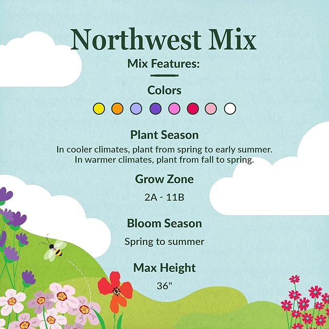 Ferry-Morse Pacific Northwest Mix Bulk Wildflower Seeds, 1lb Bulk Wildflower