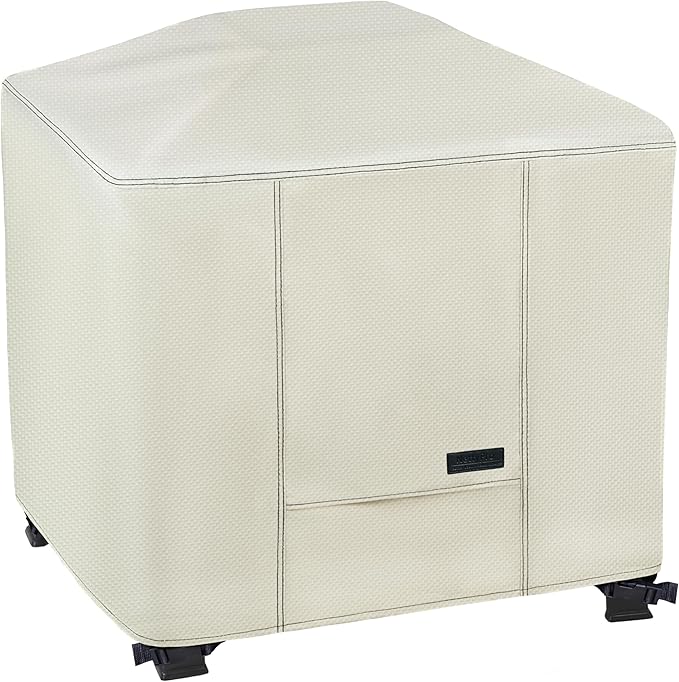NettyPro Fire Pit Cover Square Waterproof Outdoor Firepit Cover for Gas Propane Fire Pit Table, 50 x 50 x 24 inch, Beige