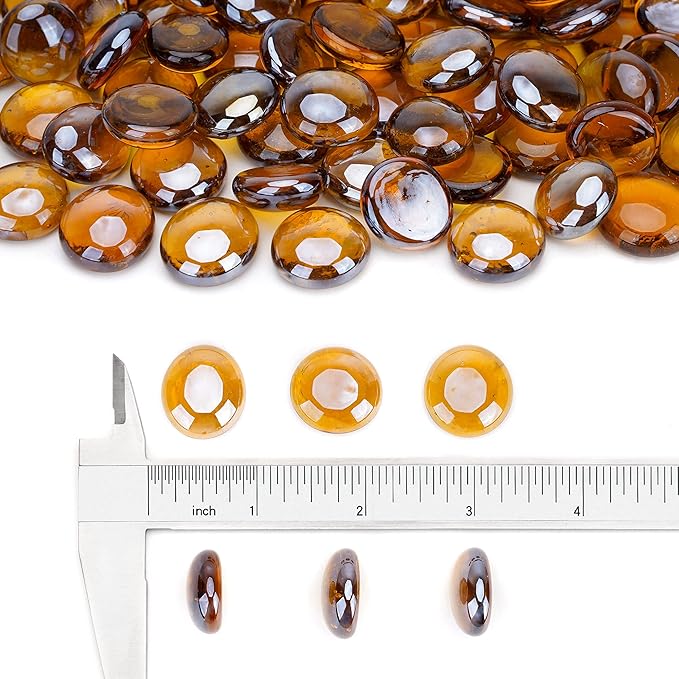 Stanbroil 10-Pound Fire Glass Beads - 1/2 inch Luster Fire Glass Drops for Fireplace Fire Pit | Gas Log Sets | Landscaping | Fish Tank, Caramel Luster