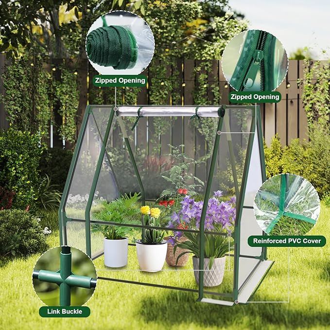 Mini Greenhouse, 35×35×36" Portable Greenhouse for Indoor Outdoor, Small Green House for Plants, Seedling, Germination (Clear, 35x35x36 inch)