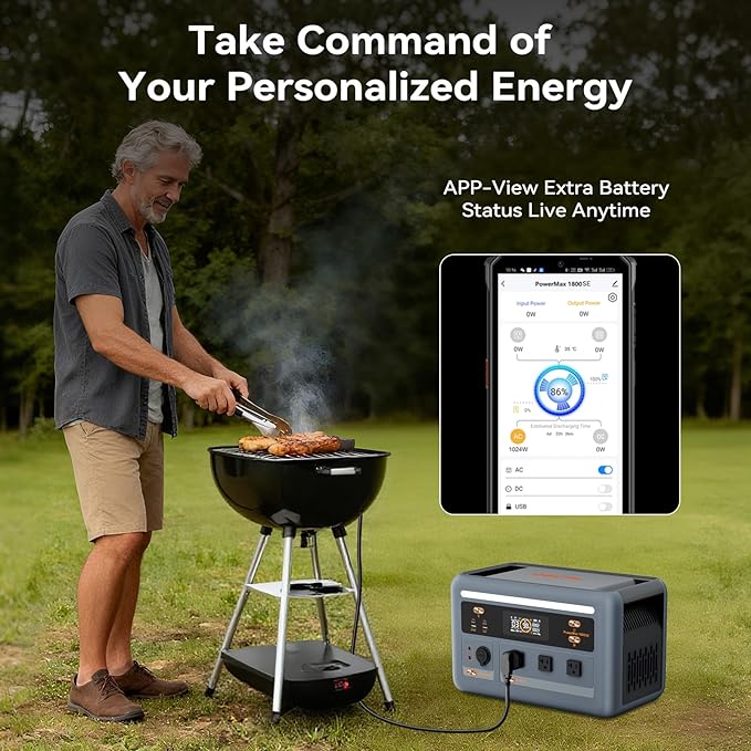 OSCAL PowerMax 1800SE Portable Power Station with 2x400W Solar Panel, 1024Wh LiFePO4 Battery, 1800W AC (3600W Surge)/100W USB-C Output,Solar Generator for Camping, RV, Home Backup Power
