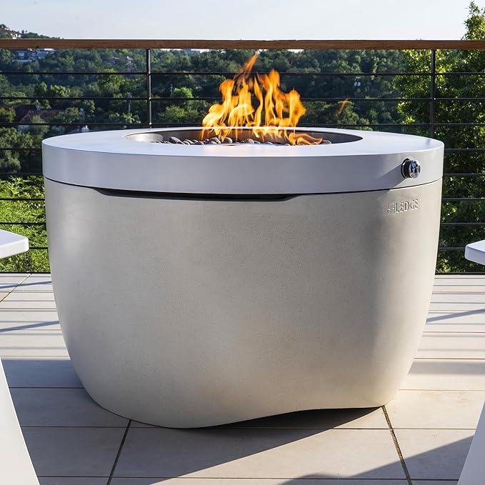 Ledge Lounger Halo Firepit - Smokeless Outdoor Fire Pit Table - 70,000 BTUs Propane Connector and Lava Rocks Included - All Season Heavy Duty (Nightfall)