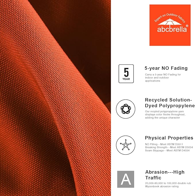 ABCCANOPY OLEFIN® 5-Year No Fading 9FT Patio Umbrella, Outdoor Table Umbrella with 8 Sturdy Ribs for Deck, Backyard, Yard (Orange)