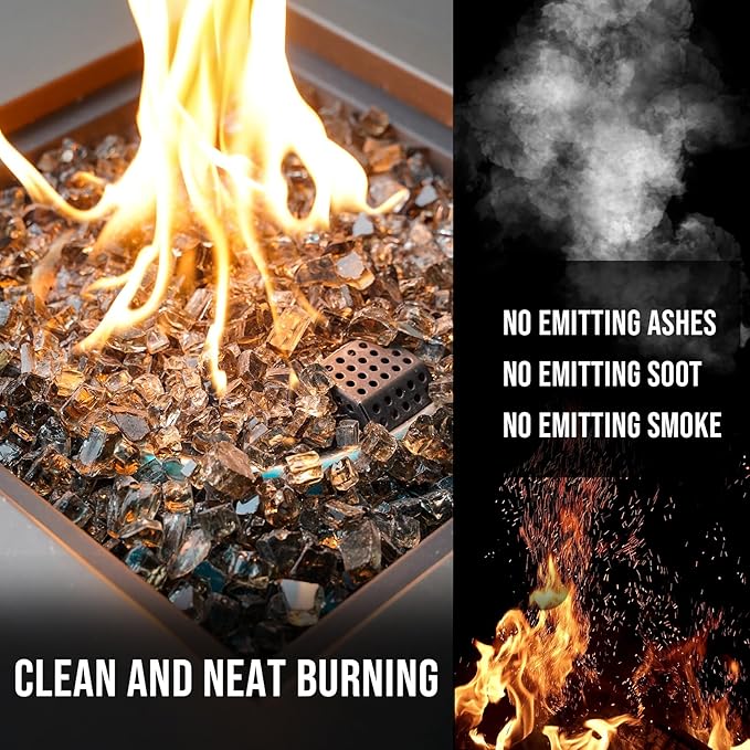 Skyflame High Luster 10-Pound Regular Fire Glass for Fire Pit Fireplace Garden Landscaping Bronze 1/2" Size
