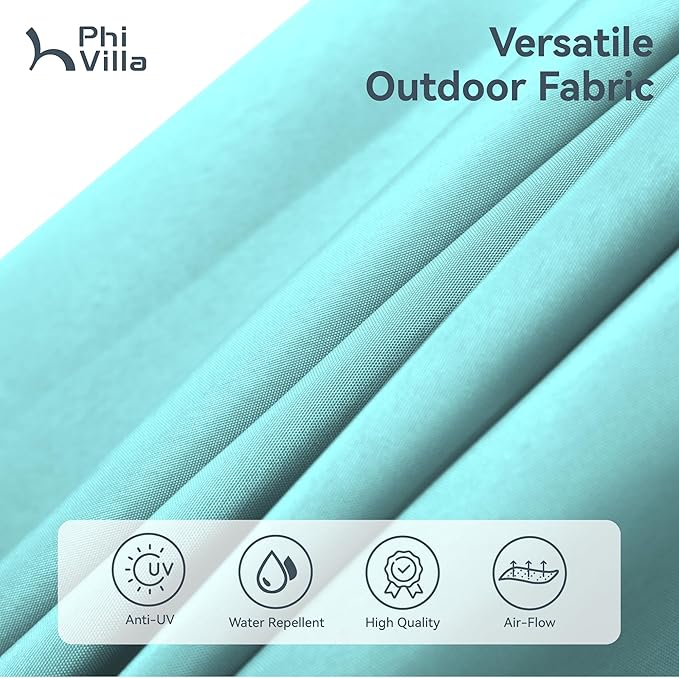PHI VILLA 15ft Large Patio Umbrellas with Base Included, Outdoor Double-Sided Rectangle Market Umbrella with Crank Handle, for Poolside Lawn Garden, Turquois