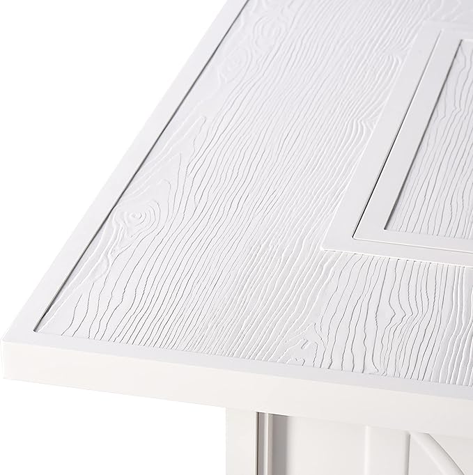Square 42 in. x 42 in. Aluminum Propane Fire Pit Table with Glass Beads, Two Covers, Lid, 57,000 BTUs in White Finish