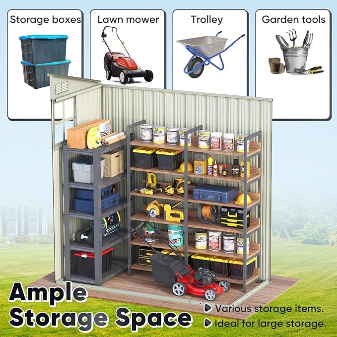 Quictent 5X3 FT Heavy Duty Outdoor Metal Storage Shed,Lockable Garden Shed with Rotating Roof, Waterproof Shed for Bike Storage, Tool Storage, Temporary Storage,Dark Gray(5.5X2.8 FT Base, No Floor)