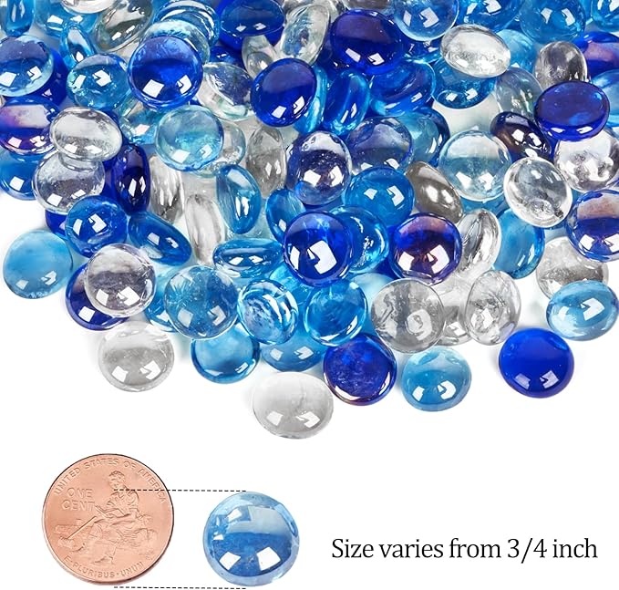 GASPRO 10 lbs Fire Pit Glass for Propane Fire Pit, 3/4 Inch Fire Glass Beads for Fireplace Fire Pit Table, Glass Rocks for Landscaping- Mixed Colors
