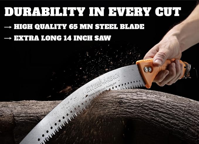 7-24 ft Pole Saw for Tree Trimming // Manual Telescopic Long Pole Tree Trimmer // Tree Trimming Saw with Extension Pole // The Ultimate Telescoping Palm Tree Pruner Long Pole Saw