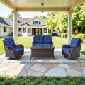 Belord 4 Piece Patio Furniture Set - Outdoor Glider Bench with Swivel Rocker Chairs and Coffee Table, High Back Small Outdoor Conversation Furniture Sets for Deck Sunroom Balcony Backyard