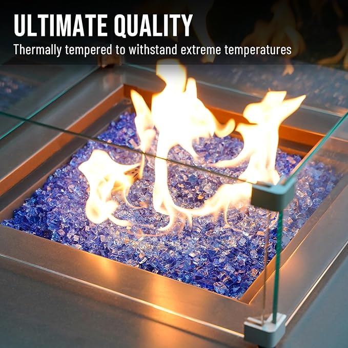 Skyflame High Luster 10-Pound Regular Fire Glass for Fire Pit Fireplace Garden Landscaping Cobalt Blue 1/4" Size