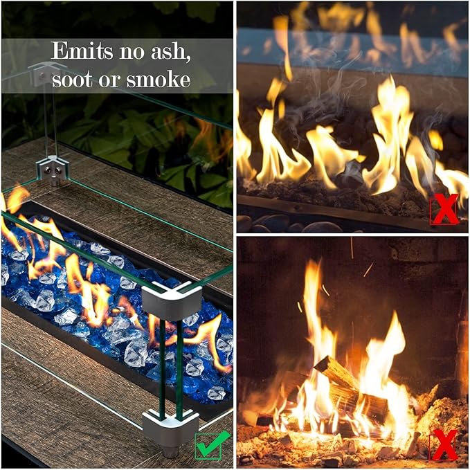 GASPRO 10 lbs Bahama Blend Fire Glass for Fire Pit Table, Decorative Gas Fireplace Glass Rocks, 1/2 Inch
