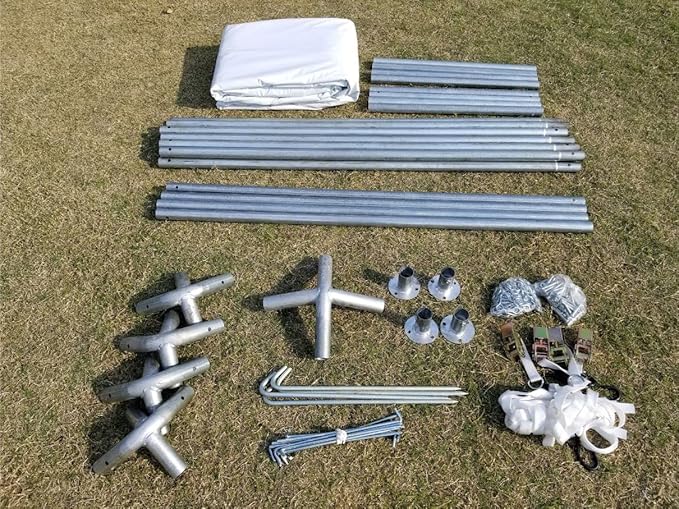 Party Tents Direct 10x10 Heavy-Duty Waterproof Canopy Tent - Steel Frame Outdoor Gazebo for Weddings, Parties & Camping - Red, White and Blue Vinyl Cover