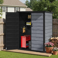 5×3 FT Vertical Outdoor Storage Shed, 56.8 Cu.Ft Resin Storage Cabinet with Lockable Double Doors, Weather-Resistant Tool Shed for Garden, Patio, and Backyard Equipment (Woodgrain Gray)