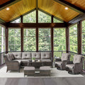 Belord Outdoor Furniture Sectional Sofa L Shaped Couch - Patio Wicker Set with 2 Swivel Glider Chairs, 8 Piece Rattan Patio Conversation Sets with Gray Cushion for Deck Backyard Sunroom Grey Cushion