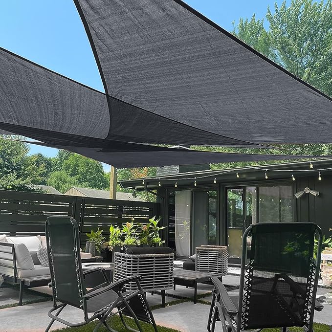 LOVE STORY Custom Size 7'x8'x10.6' Graphite Grey Sun Shade Sail Right Triangle Sunshade Fabric Awning Canopy for Patio Backyard Carport Pergola (Customized)