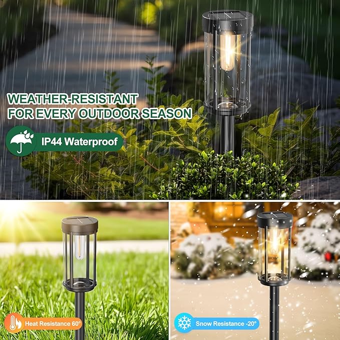 16 Pack Solar Lights Outdoor Waterproof for Garden Walkway Pathway Lawn Yard Decorative Modern Landscape Lighting. (Warm White Light, 16)