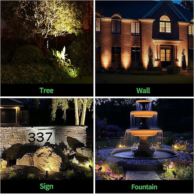 Varmtalys Landscape Spotlight - Soft & Natural White Selectable Setting Up Lights, Outdoor Low Voltage Spot Lights, LED 12V Wired Waterproof Aluminum, Black for Garden Patio Wall 6 Pack