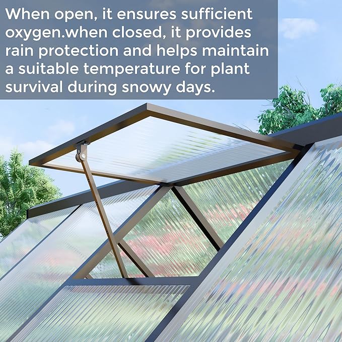 6 x 8 FT Greenhouse for Outdoors,Aluminum Large Walk-in Greenhouse,Dark Gray