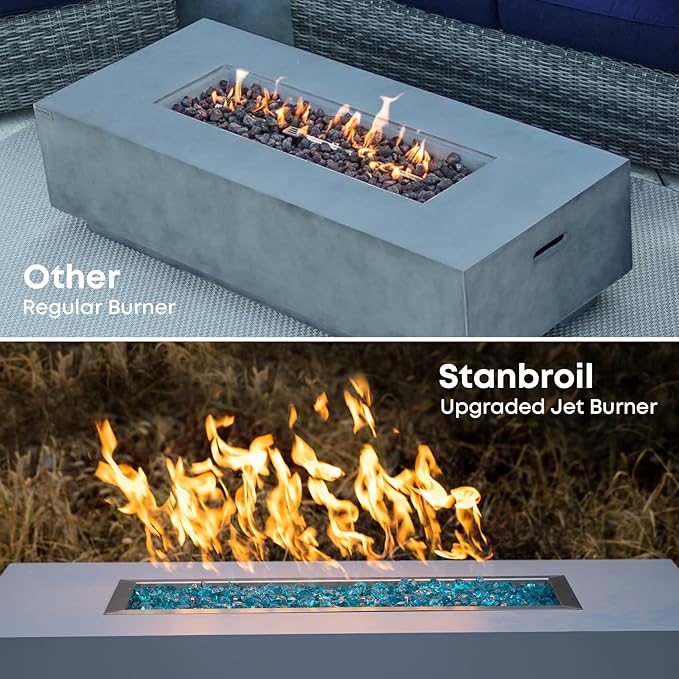 Stanbroil Linear 72" x 6" Drop-in Fire Pit Pan with Jet Burner, Upgrade Natural Gas & Propane Fire Table Insert Kit, High Flame, 175k BTU Max