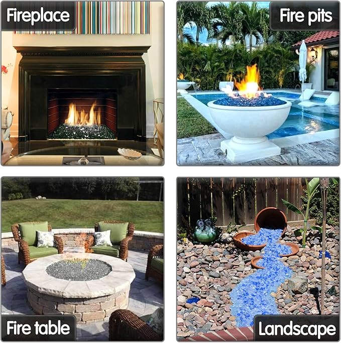 GRISUN 20 lbs Copper Fire Glass for Fire Pit, 1/2 Inch High Luster Reflective Fire Pit Glass for Natural or Propane Fireplace, Fire Table, Safe for Outdoors and Indoors Tempered Glass Rocks