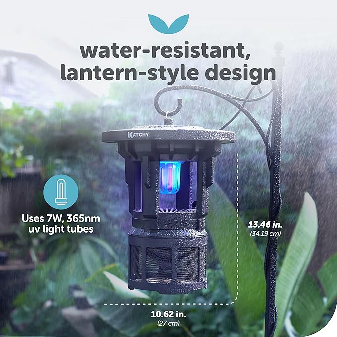 Katchy Outdoor Flying Insect Trap – Wall-Mounted Non-Zapper Trap for Catching and Killing Flies, Safe and Easy to Use (Black, 1 Device & 4 Refills)