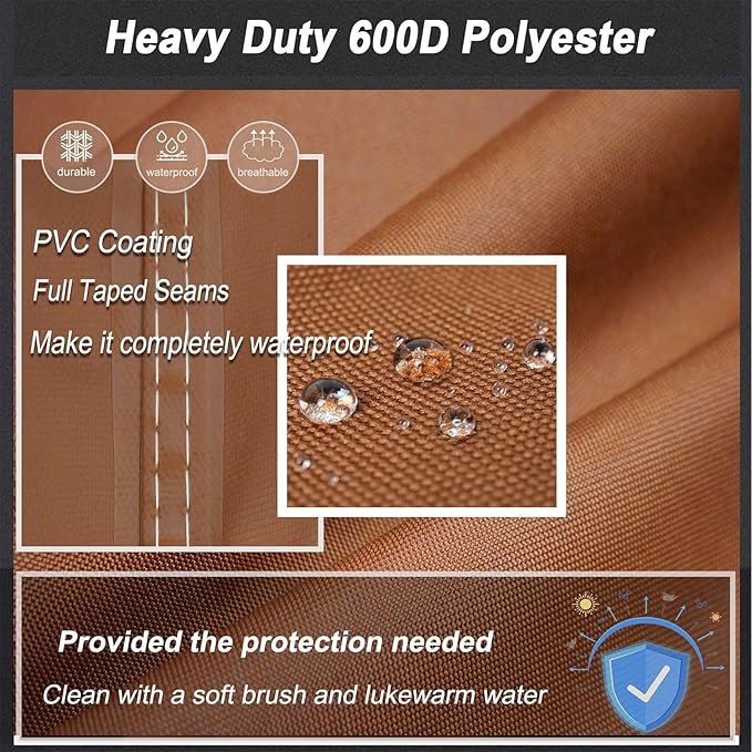 NettyPro Fire Pit Cover Round Waterproof Outdoor Firepit Cover for Gas Propane Fire Pit Table, 36 x 20 inch, Brown