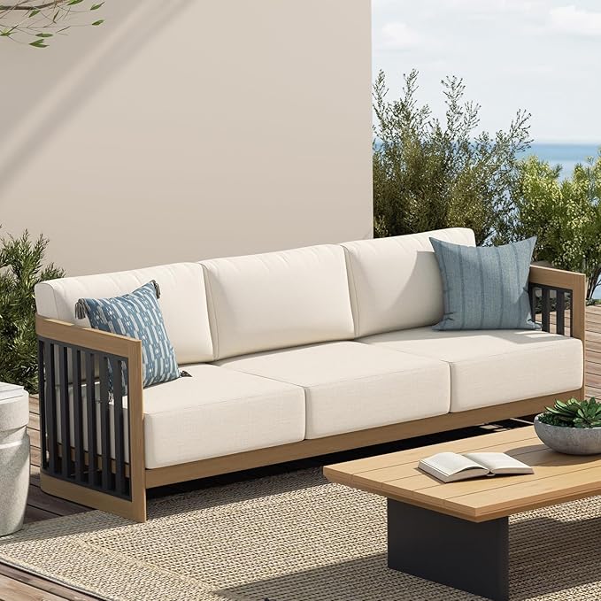 Ulax furniture Patio Aluminum 3-Seater Sofa with Cushions