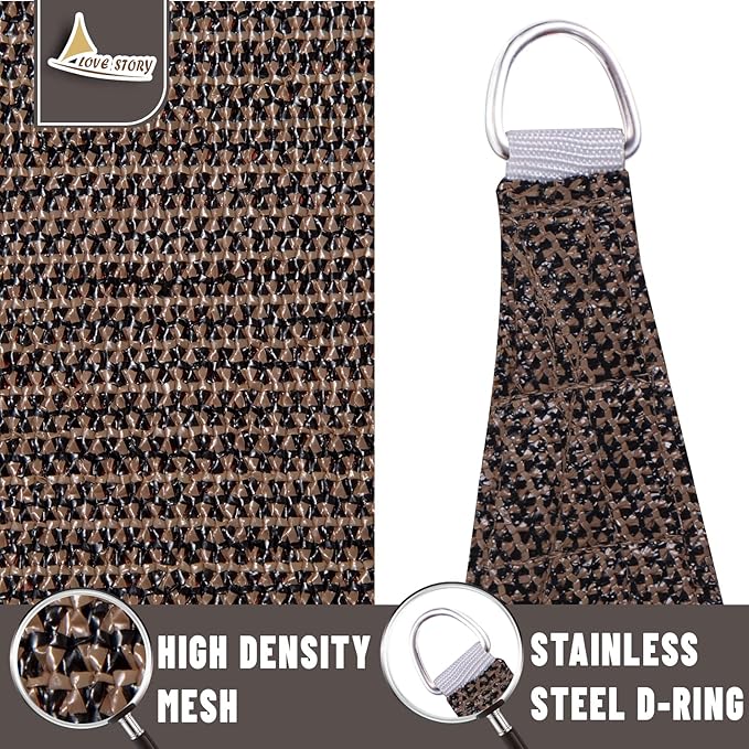 LOVE STORY Custom Size 9'x12'x15' Brown Sun Shade Sail Right Triangle Sunhsade Fabric Awning Canopy for Patio Backyard Carport Pergola (Customized)