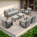 Rilyson Outdoor Wicker Patio Furniture Set - 8 Piece Patio Conversation Set with 4 Wicker Swivel Rocker Chairs,2 Rattan Ottoman 1 Side Table and 1 Couch,Thick Cushions,Deep Seating(Mixed Grey/Grey)