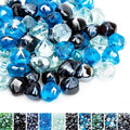 Skyflame 10-Pound Blended Fire Glass Diamonds for Fire Pit Fireplace Landscaping, 1/2 Inch Caribbean Blue, Crystal Ice, Amber Luster